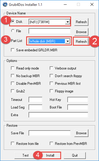 Grub4dos Installer 1.1 Zip