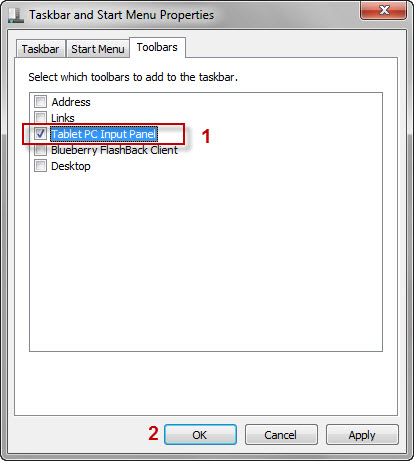 Taskbar and Start Menu Properties -> Toolbars -> Tablet PC Input Panel
